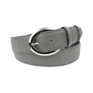 Dove Grey Carung Texture Flattened C Prong Belt