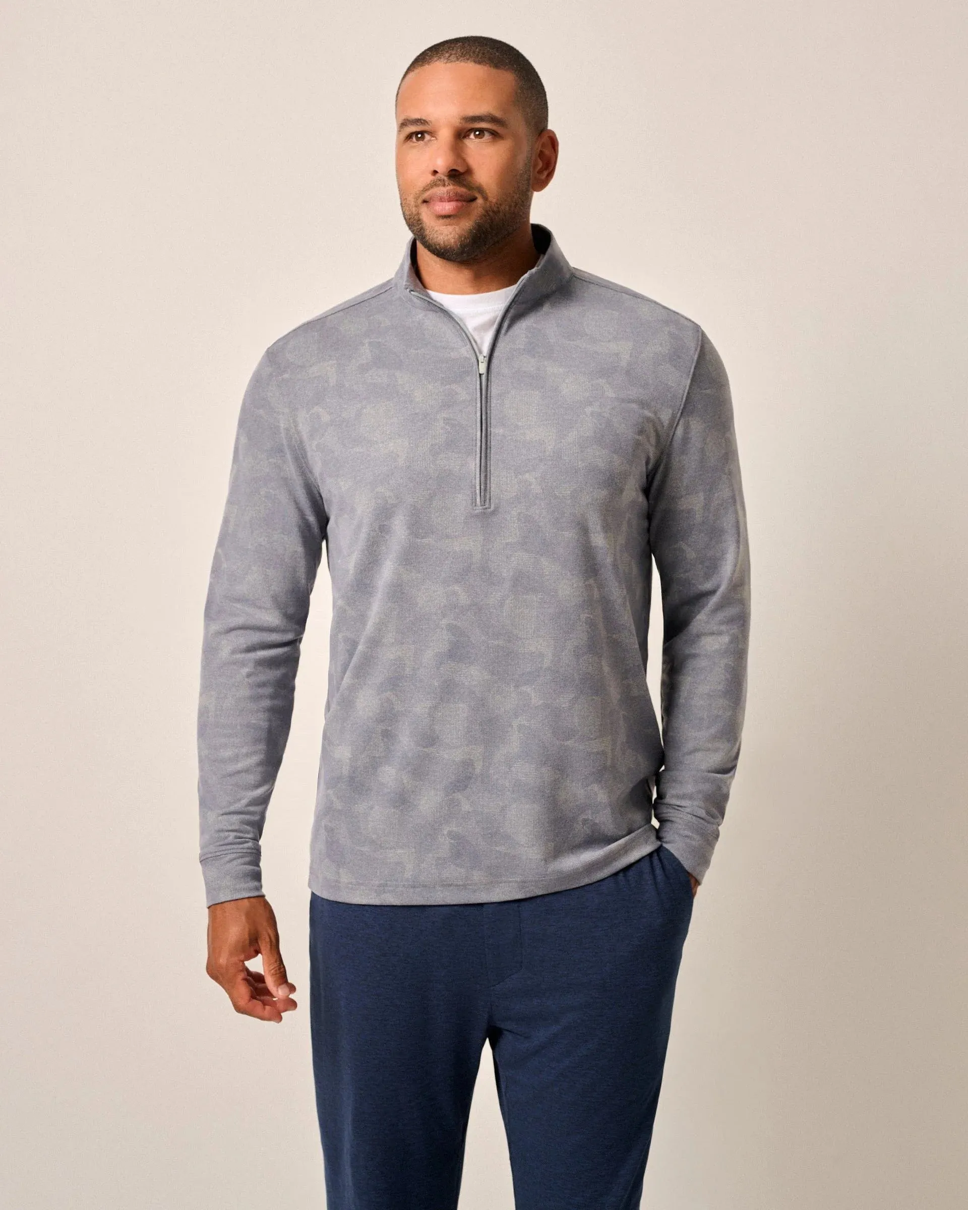 Dowell Performance Fleece Camo 1/4 Zip Pullover in Seal by Johnnie-O