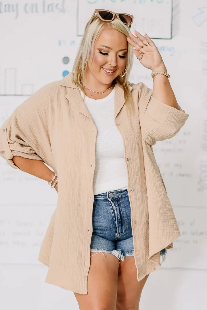 Down To Details Button Down Top | Taupe