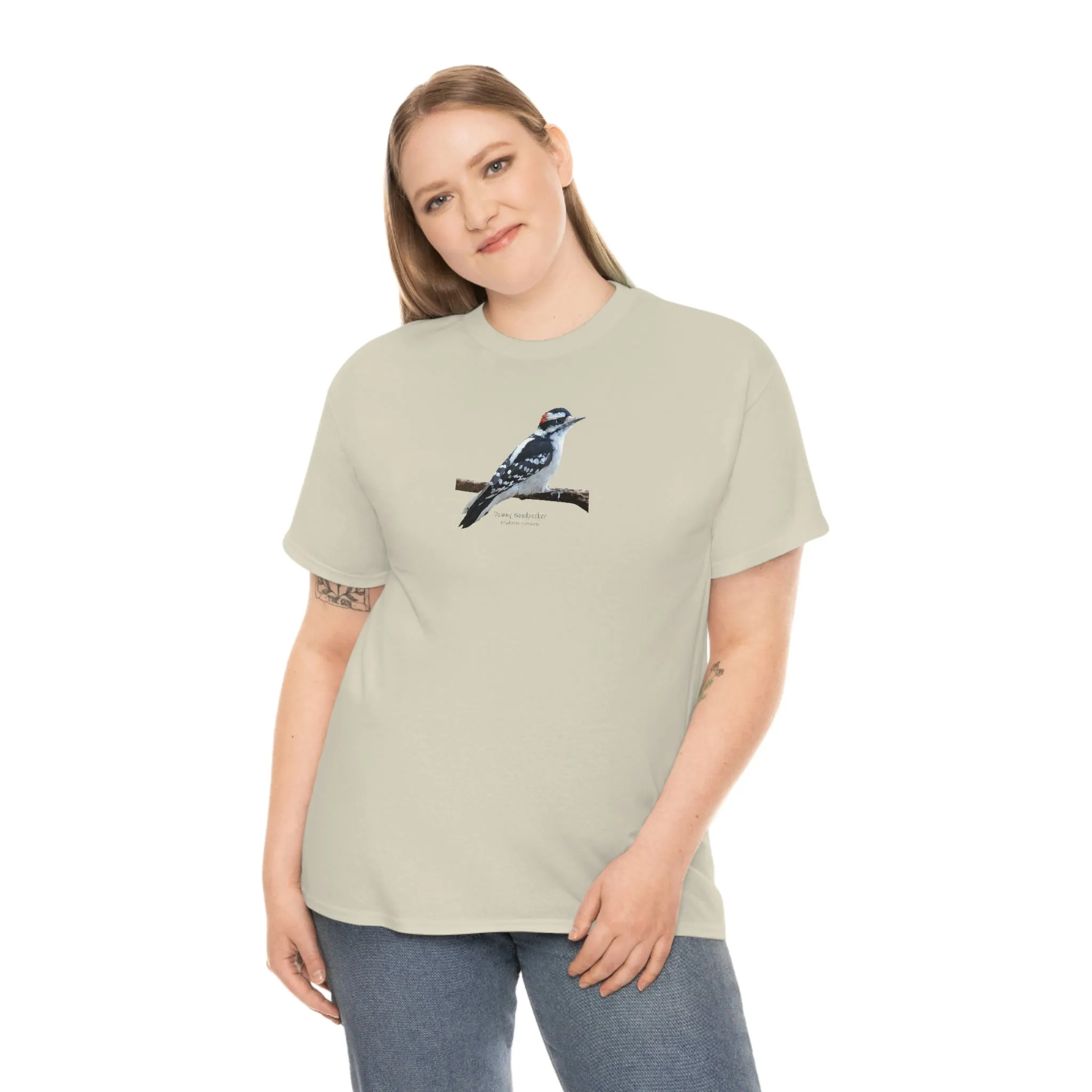 Downy Woodpecker (PS Dry Brush) Heavy Cotton Tee, Birds, Birding, Birder, Bird Watching, Bird Watcher, Birdwatcher Gifts,