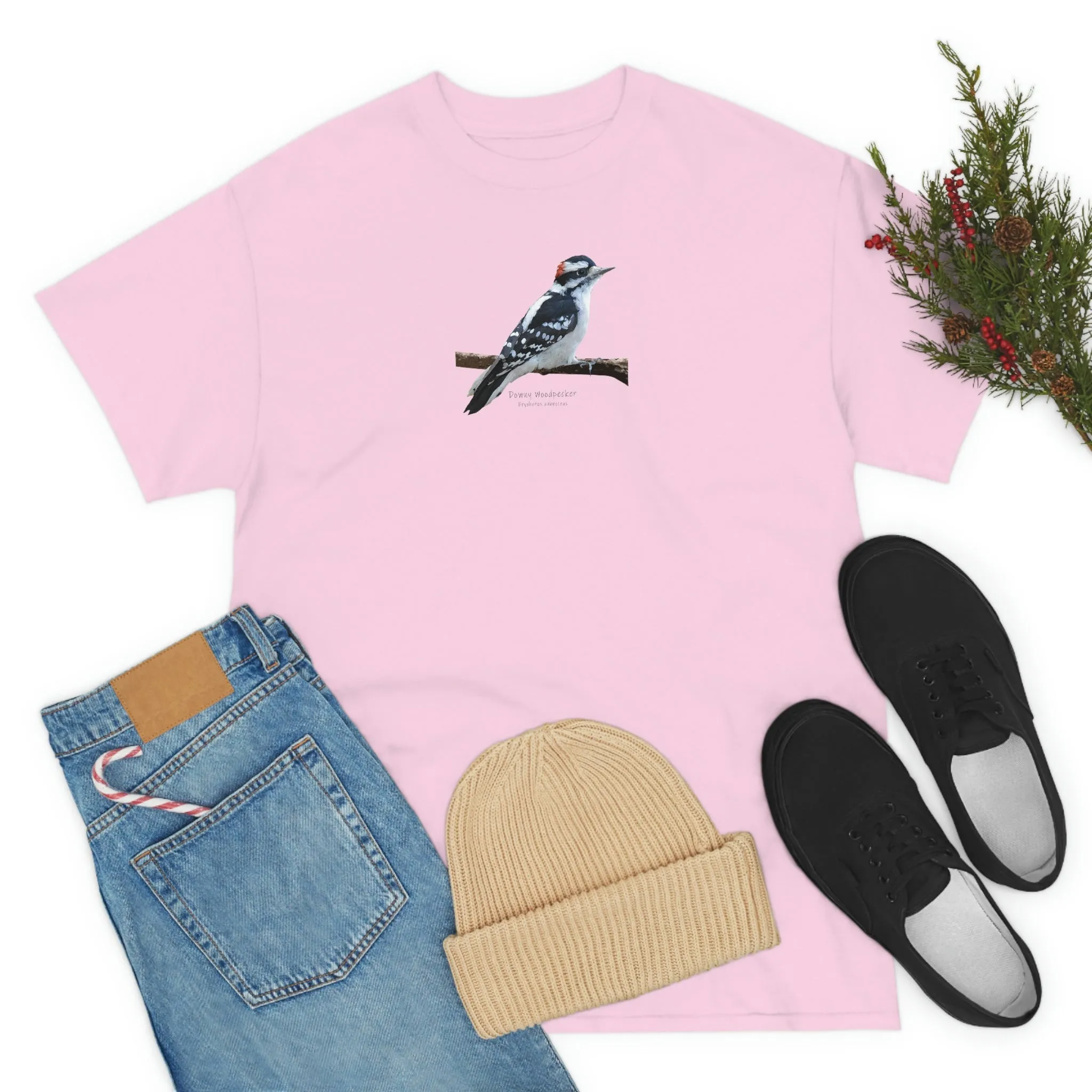 Downy Woodpecker (PS Dry Brush) Heavy Cotton Tee, Birds, Birding, Birder, Bird Watching, Bird Watcher, Birdwatcher Gifts,