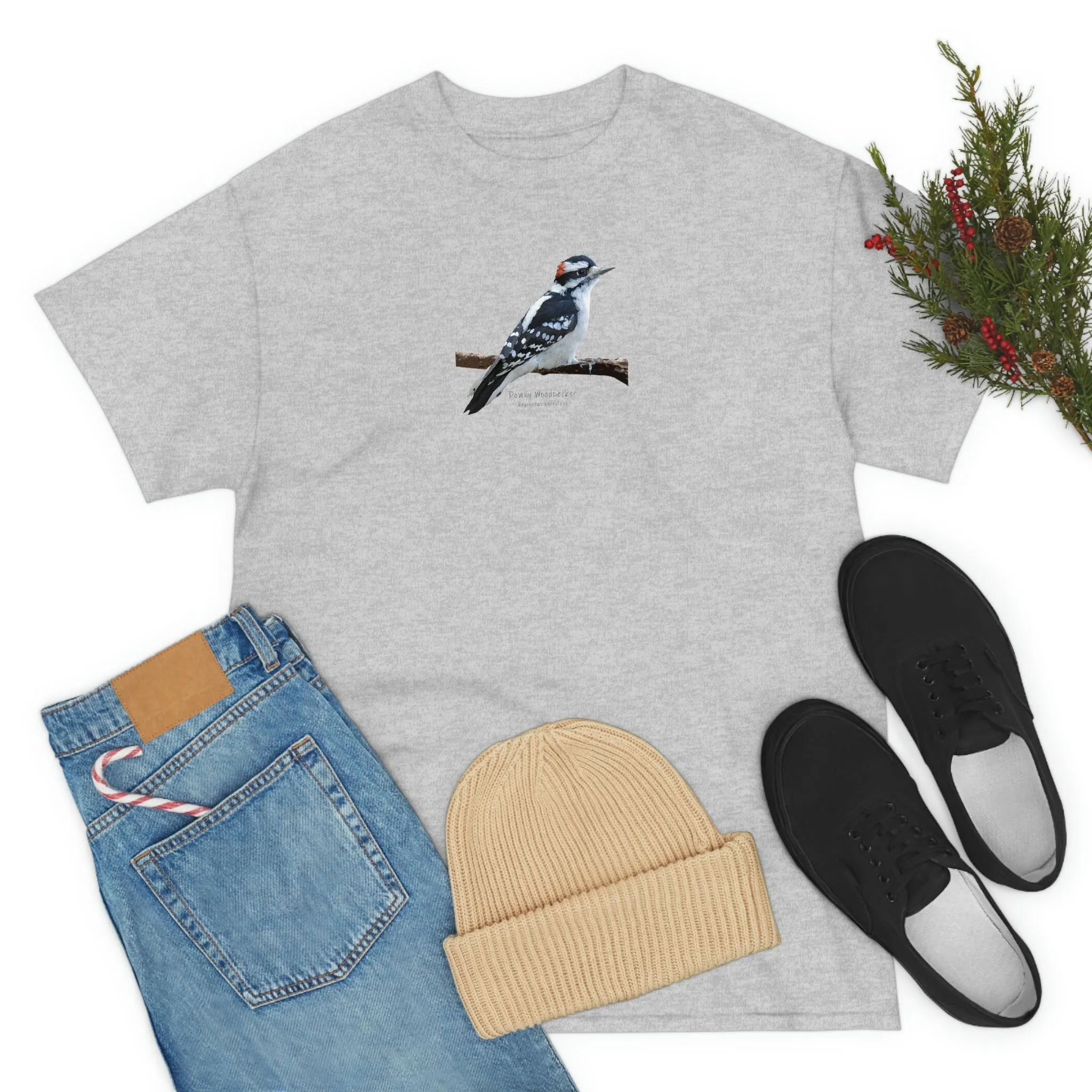 Downy Woodpecker (PS Dry Brush) Heavy Cotton Tee, Birds, Birding, Birder, Bird Watching, Bird Watcher, Birdwatcher Gifts,