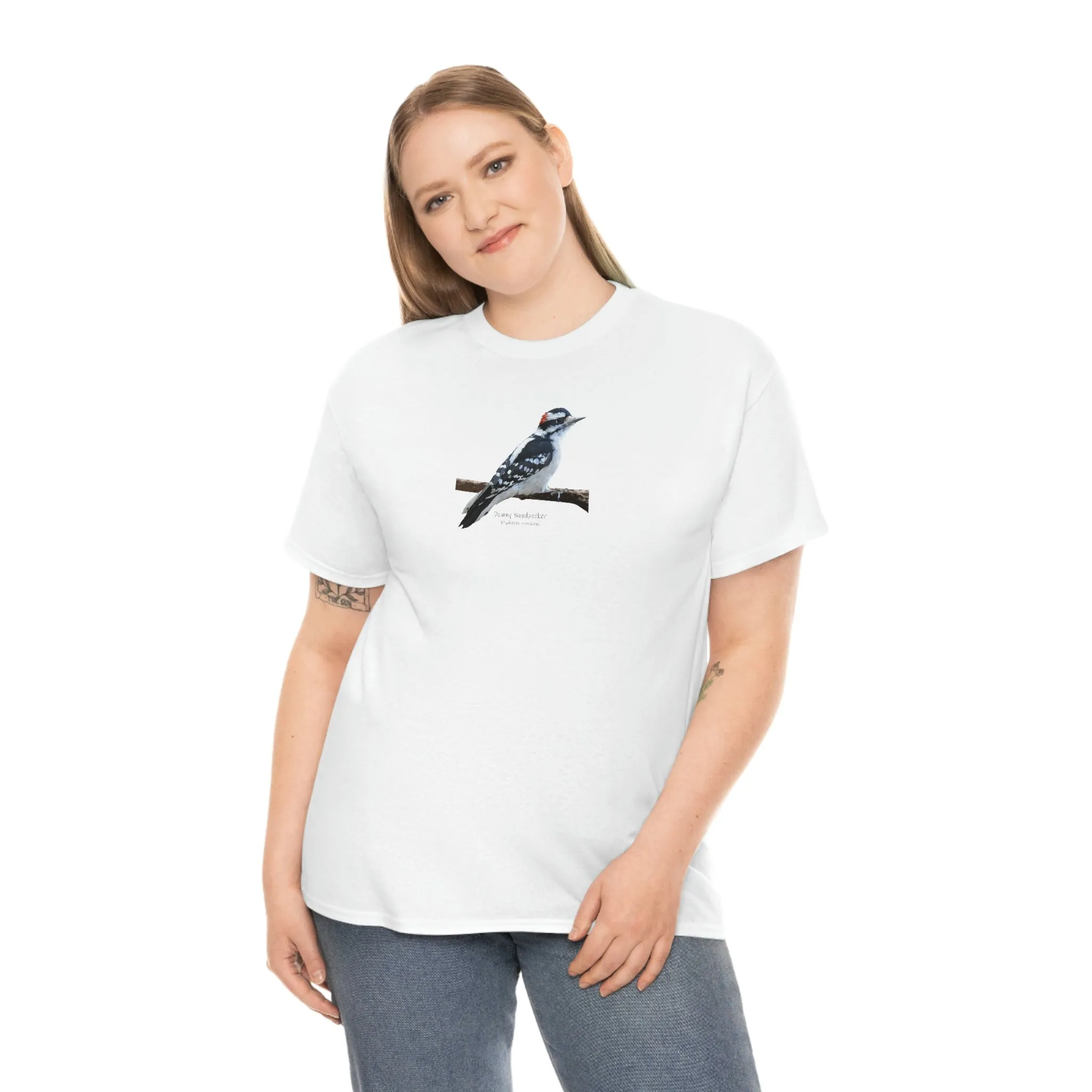 Downy Woodpecker (PS Dry Brush) Heavy Cotton Tee, Birds, Birding, Birder, Bird Watching, Bird Watcher, Birdwatcher Gifts,