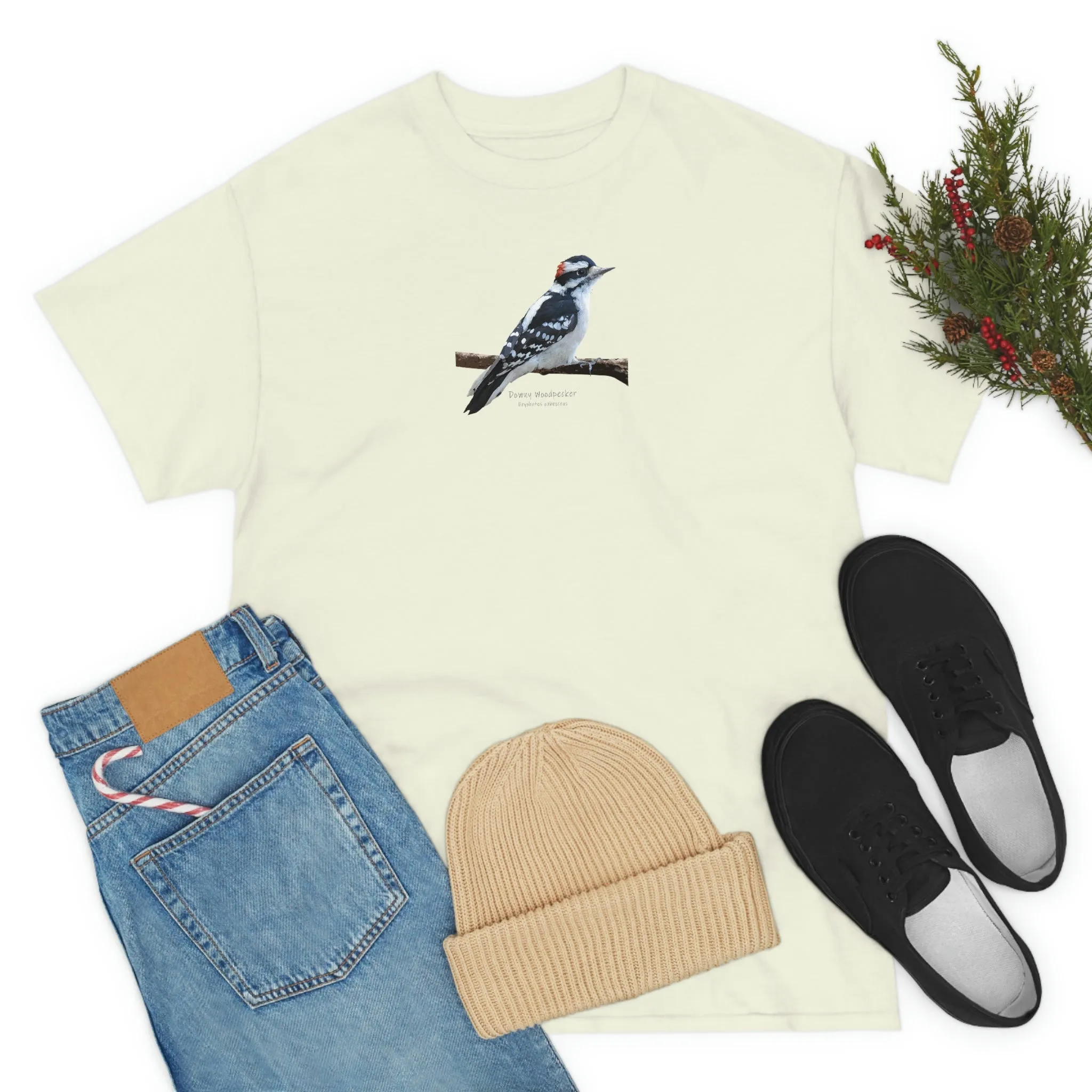 Downy Woodpecker (PS Dry Brush) Heavy Cotton Tee, Birds, Birding, Birder, Bird Watching, Bird Watcher, Birdwatcher Gifts,