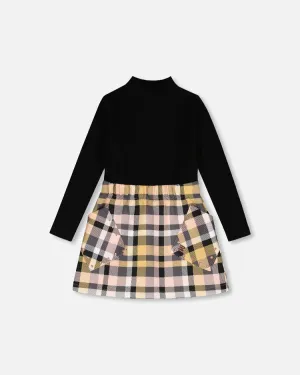 DPD Black and Plaid Mock Neck Dress