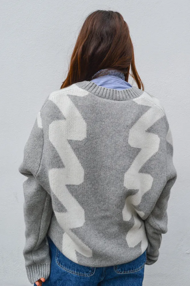 Dr Denim Tom Grey Melange Wave Cardigan