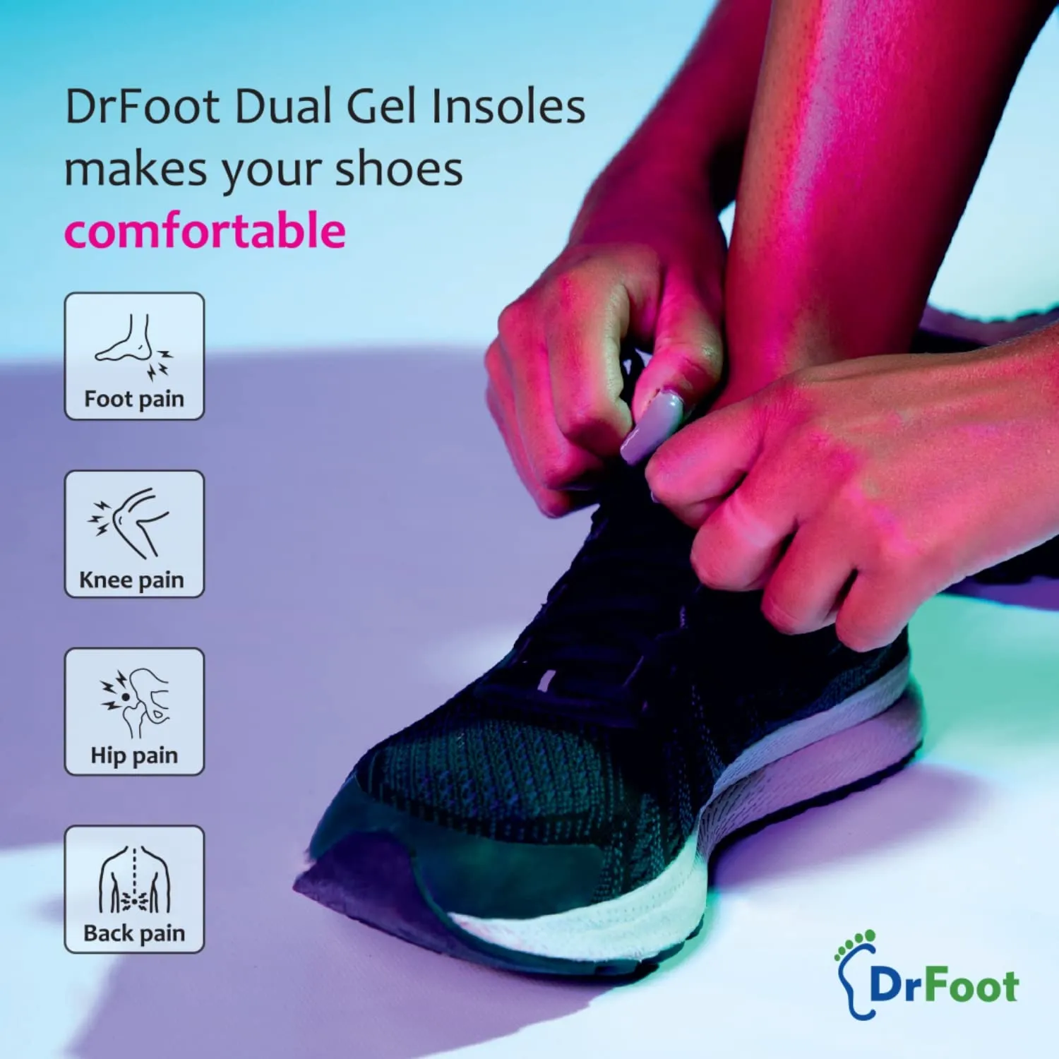 Dr Foot Dual Gel Insoles Anti-Microbial | For Walking, Running, Hiking & Regular Use | All Day Ultra Comfrort & Support & Shock Absorption With Dual Gel Technology | For Women – 1 Pair (Pack of 3)