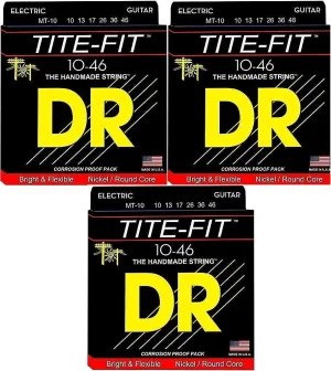 DR Handmade Strings MT-10-3PK Tite-fit Electric Guitar Strings - Medium (10-46) (3 Pack)