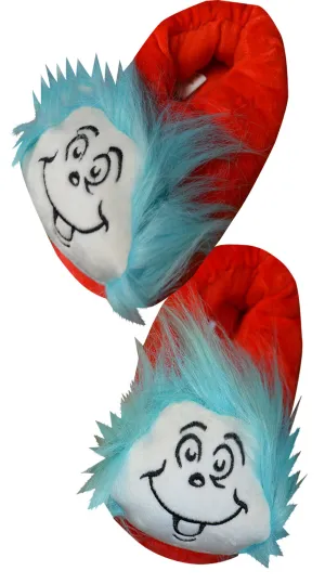 Dr Seuss Thing 1 and Thing 2 Kids Plush Slippers