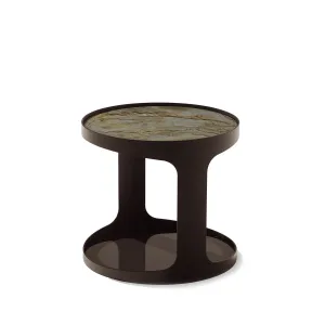 draenert | colin side table | azul mary stone   brown glass   dark bronze frame