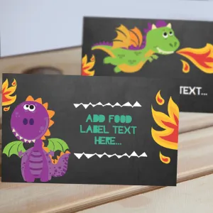 Dragon Birthday Party Food Label Tent Cards