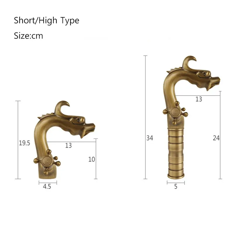 Dragon Carved Basin Faucet Sink Faucet Dual Handle Bathroom Mixer Tap