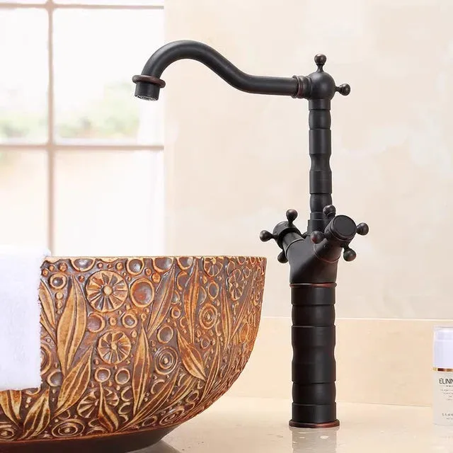 Dragon Carved Basin Faucet Sink Faucet Dual Handle Bathroom Mixer Tap