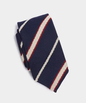 Drake's Boucle Striped Tie in Navy