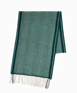 Drake's Lambswool Herringbone Scarf in Green