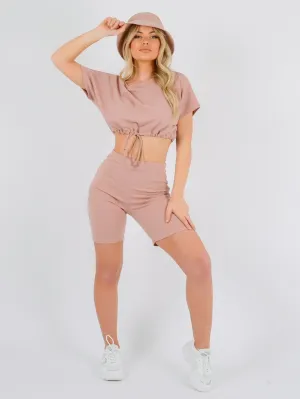 Drawstring Crop Top And Shorts Co Ord