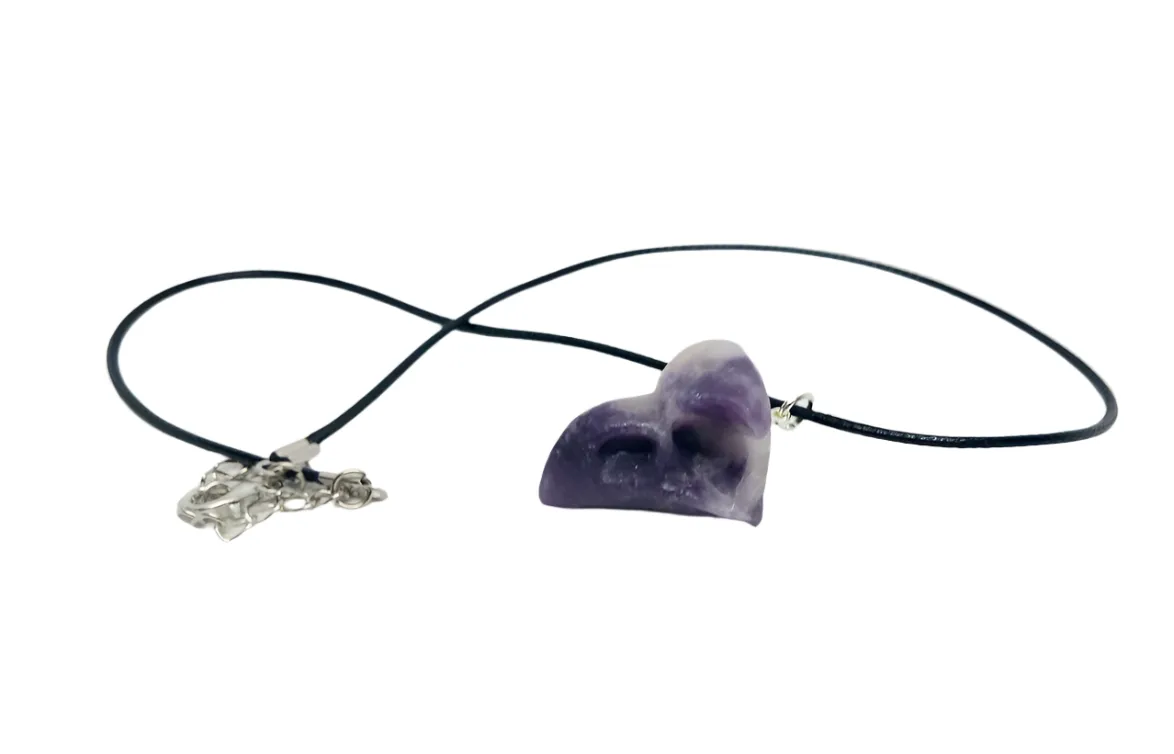 Dream Amethyst Crystal Raven Skull Pendant Necklace