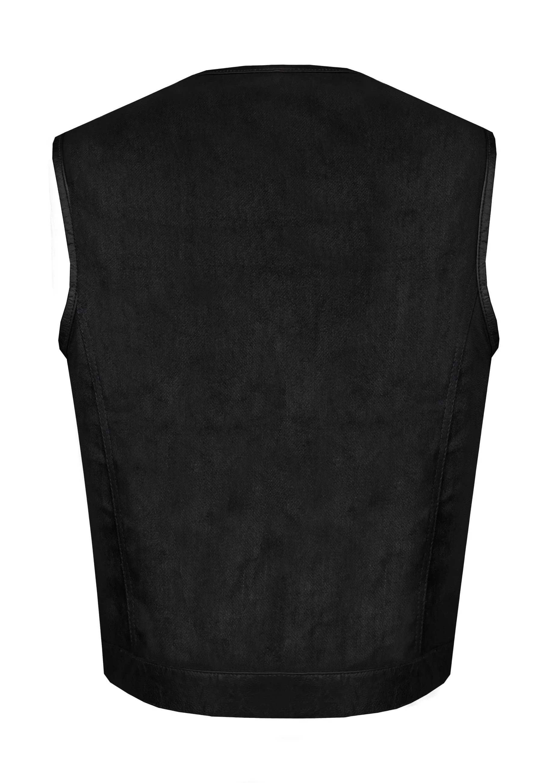 Dream Apparel Men's Premium Black Denim Motorcycle Club Vest Conceal Carry Pockets