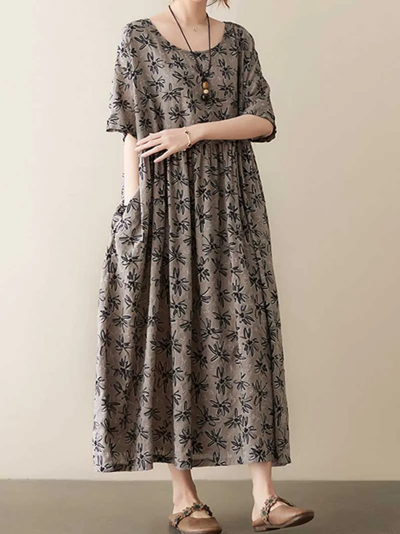 Dream Girl Printed Floral Smock Dress