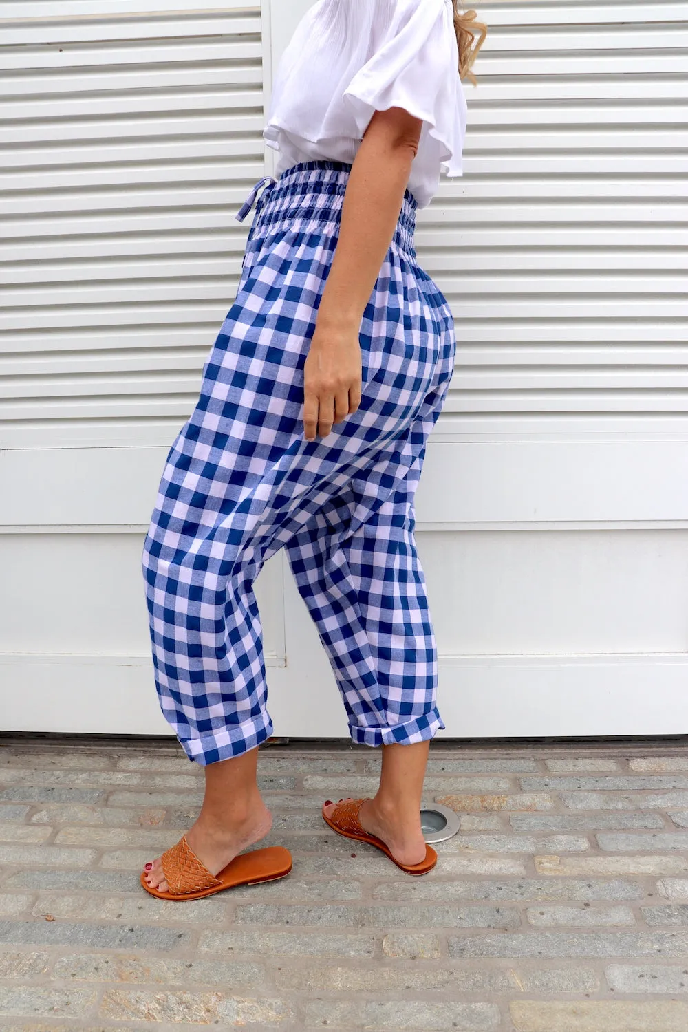 Dream Pant in Cotton Gingham Navy