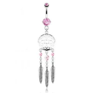 Dreamcatcher Belly Ring - Pink