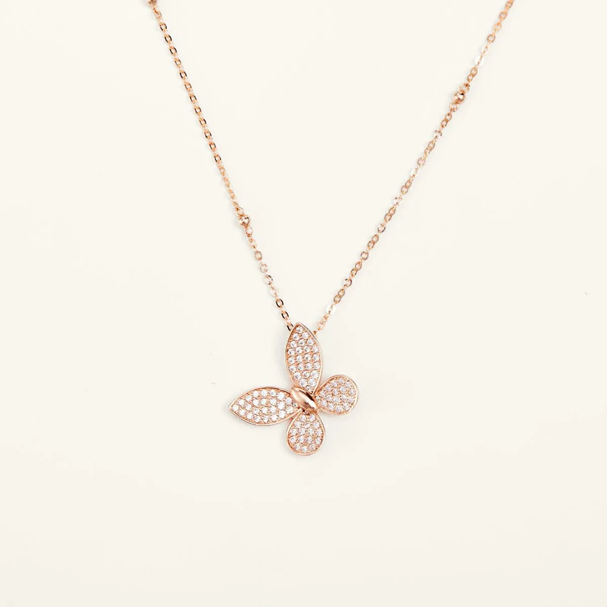 Dreamy Butterfly Rose Gold Pendant Necklace