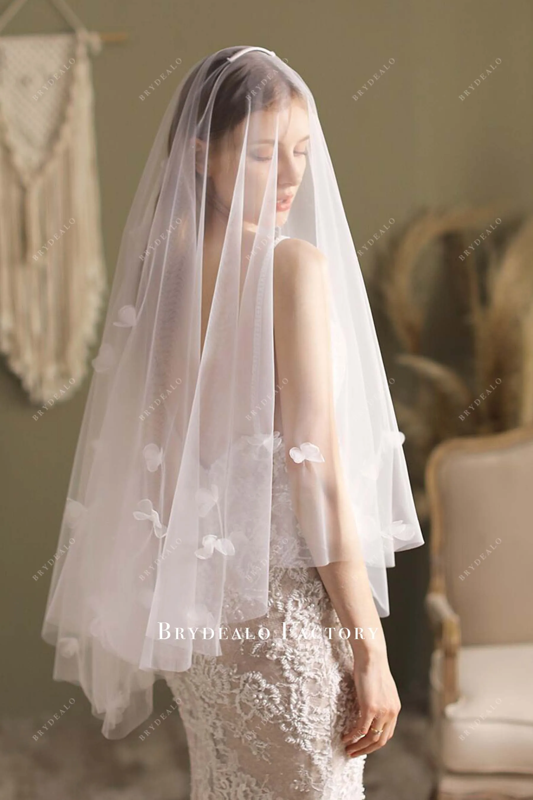 Dreamy Hand Stitched Floral Wedding Veil