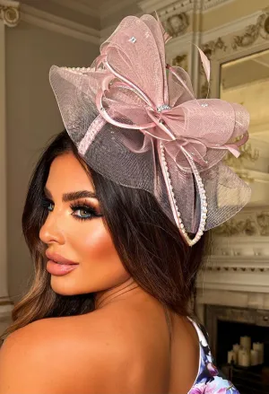 Dreamy Moment Pink Diamante Veil Fascinator