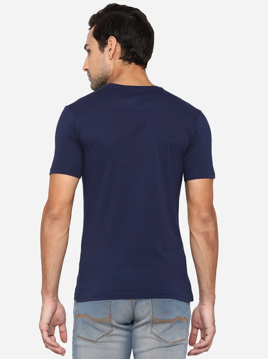 Dress Blue Solid Slim Fit T-Shirt | JadeBlue