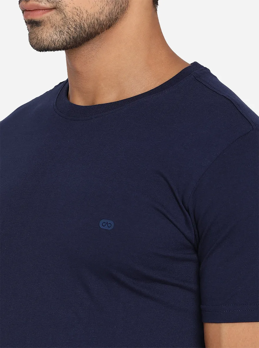 Dress Blue Solid Slim Fit T-Shirt | JadeBlue