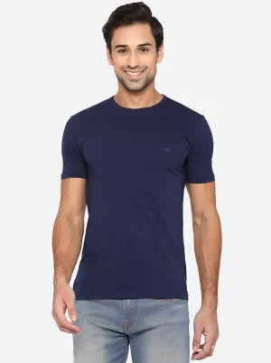 Dress Blue Solid Slim Fit T-Shirt | JadeBlue