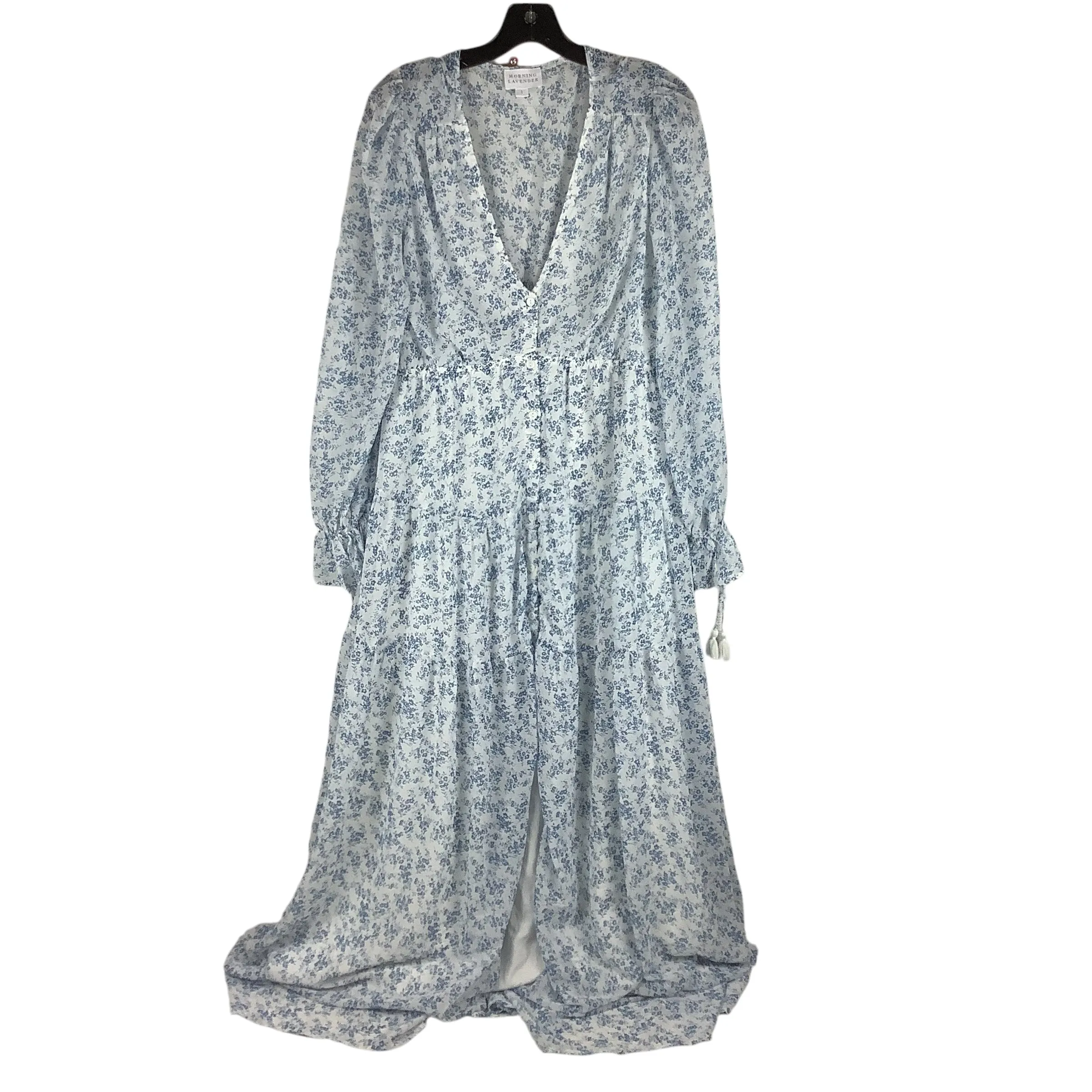 Dress Casual Maxi By Clothes Mentor In Blue & White, Size: L