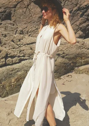 DRESS LONG SLEEVELESS - creme