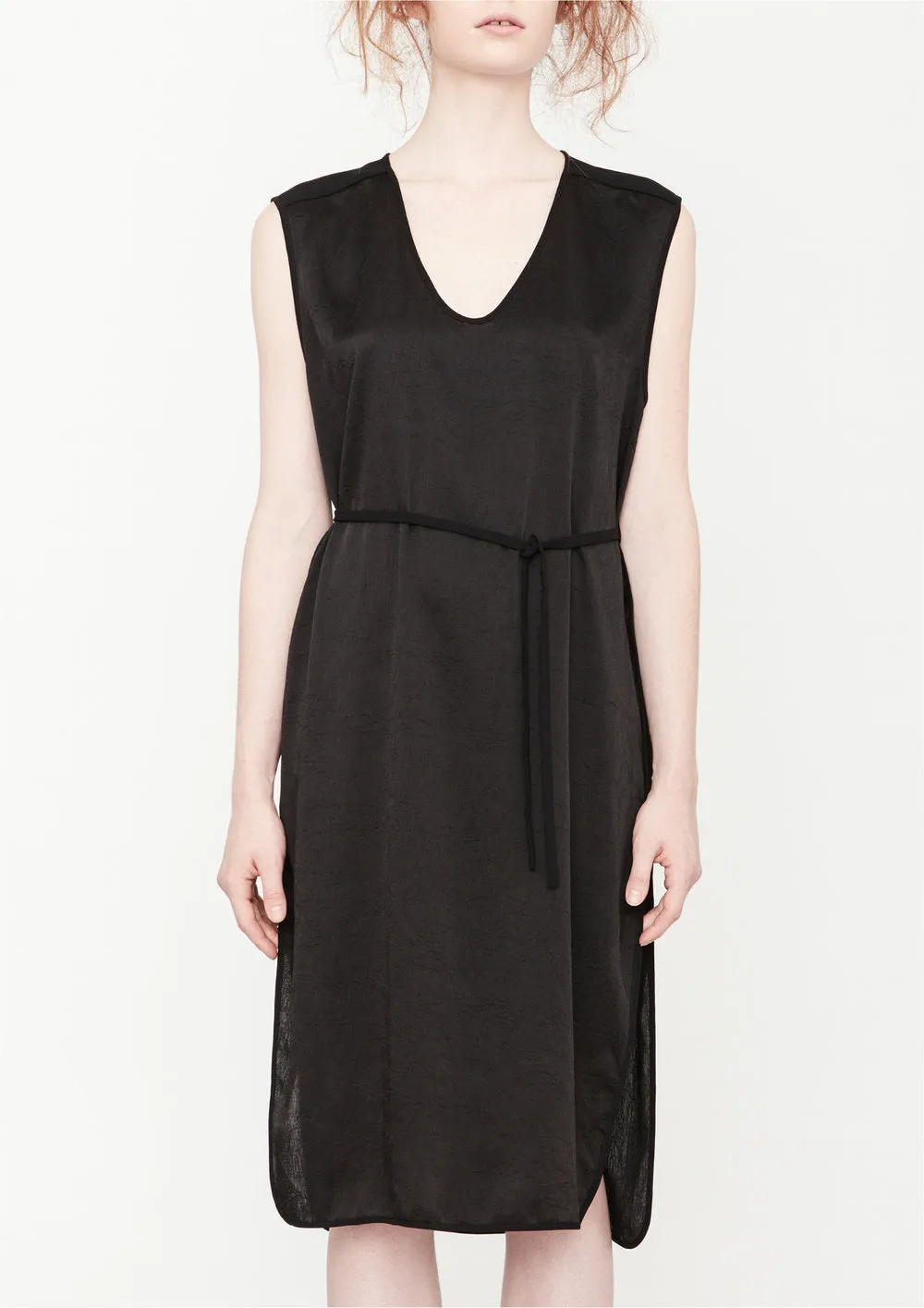 DRESS SLEEVELESS - black shiny