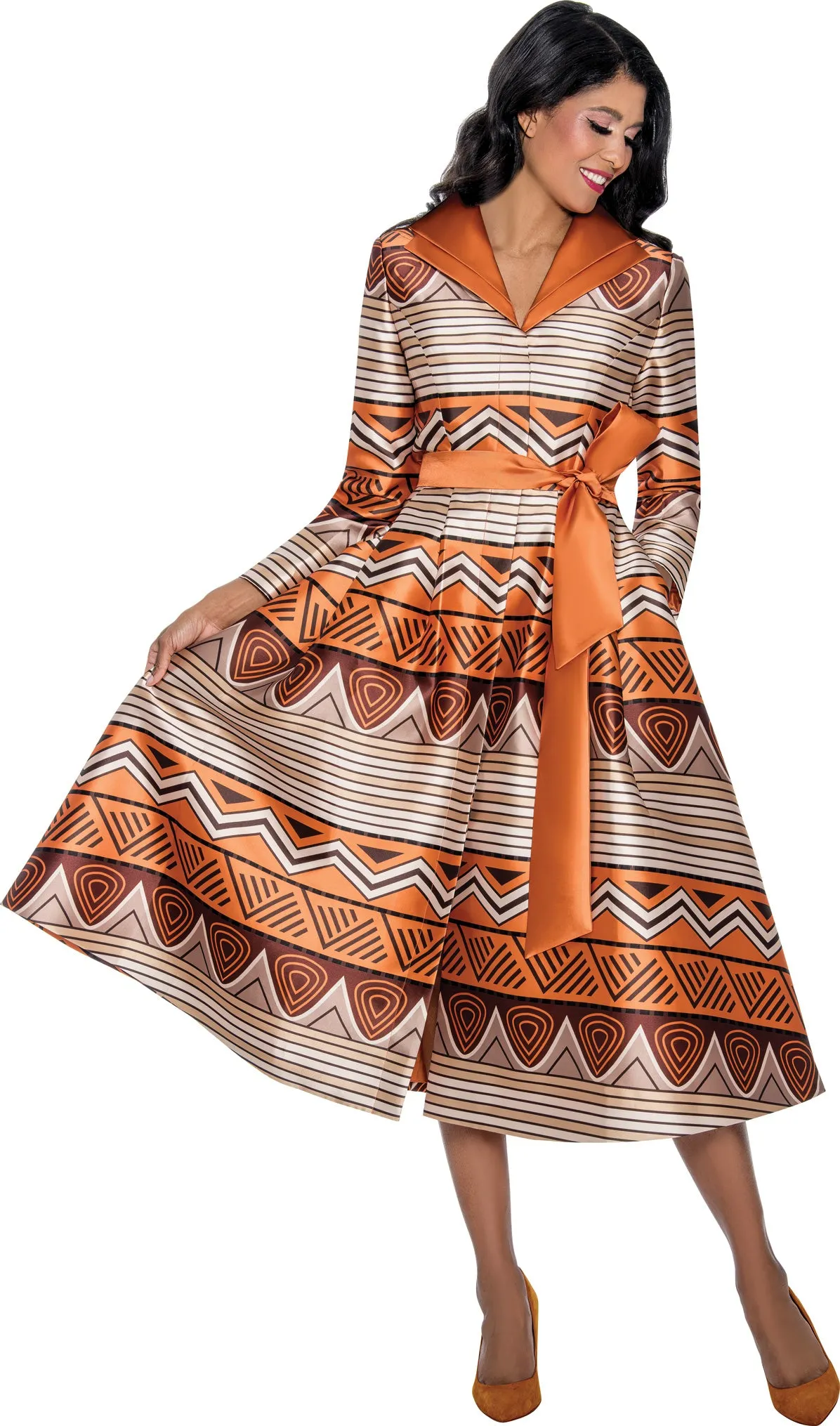 Dresses By Nubiano 100111W Plus Size Twill Print Dress