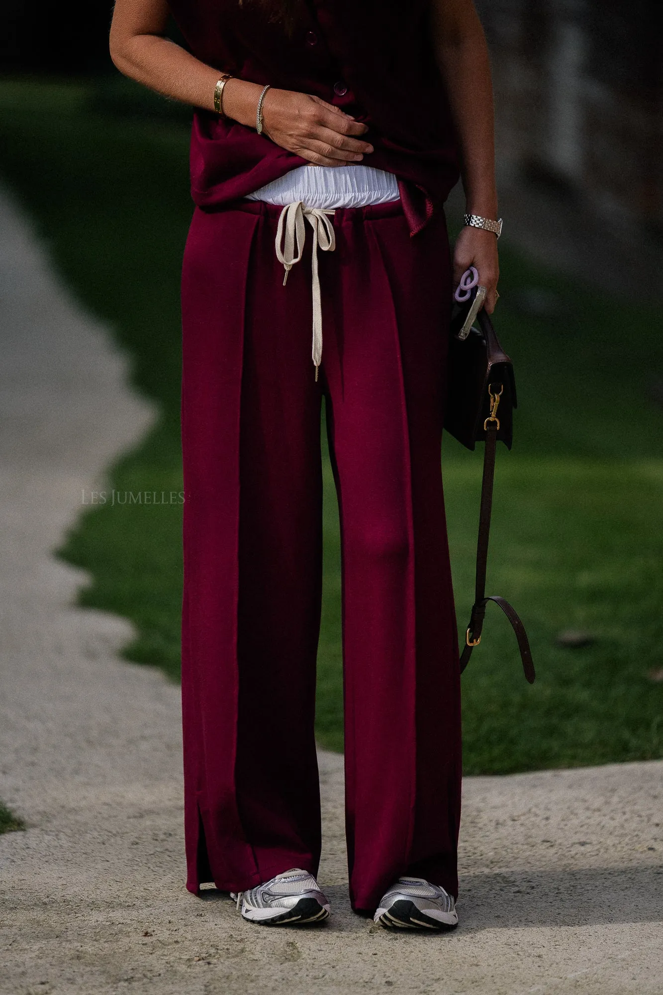 Drew wide leg pants burgundy