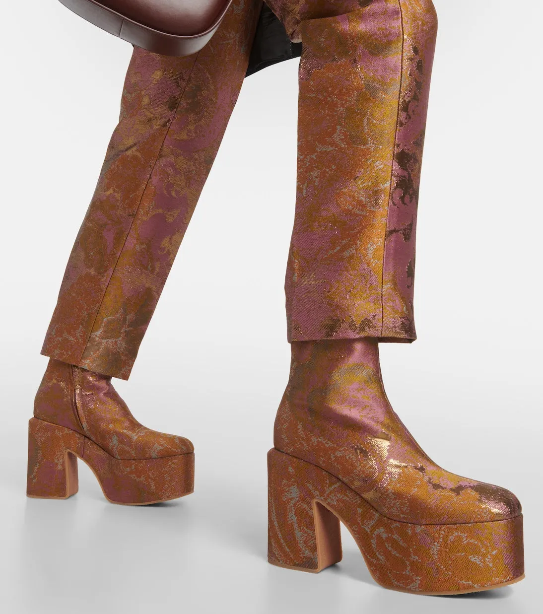 Dries Van Noten Jacquard Platform Ankle Boots, Purple