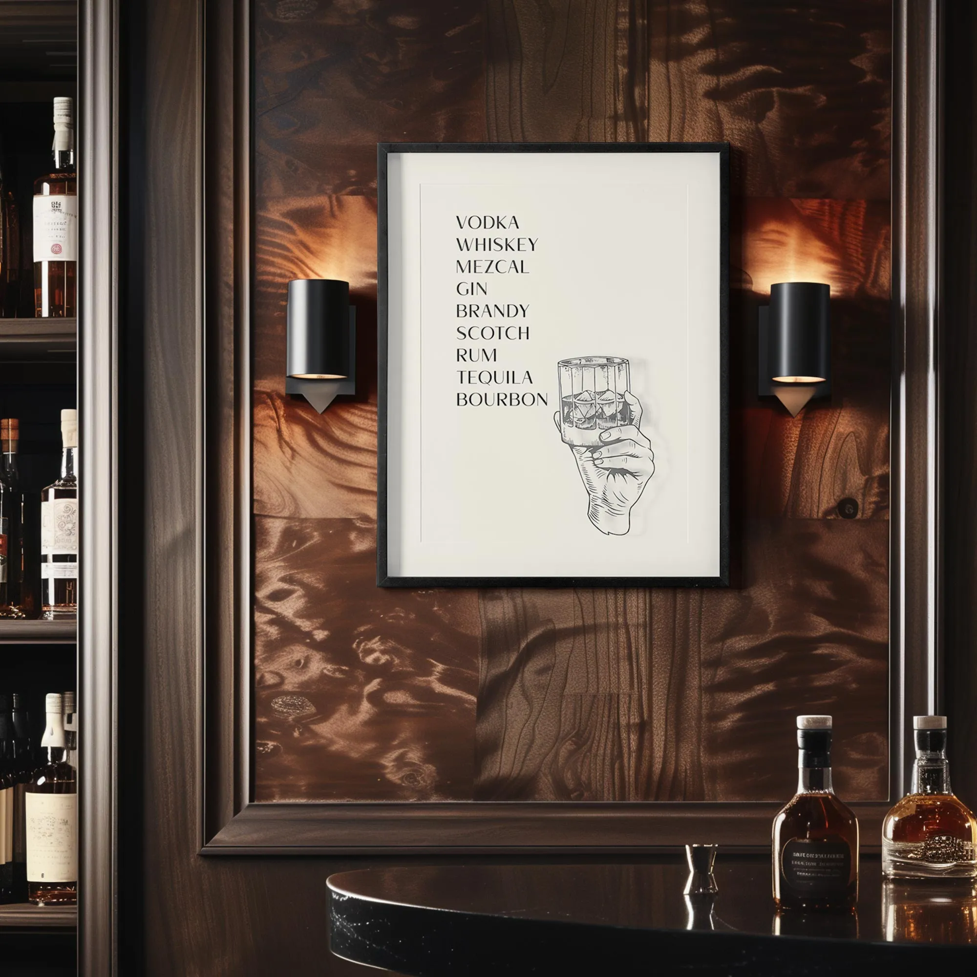 Drinks List Printed Glass Framed Wall Decor