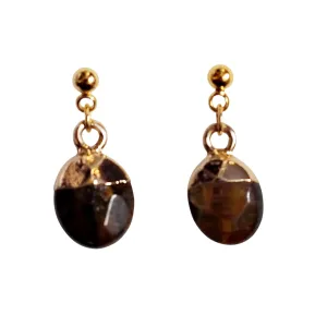 Drop Tiger Eye Invisible Clip On Earrings