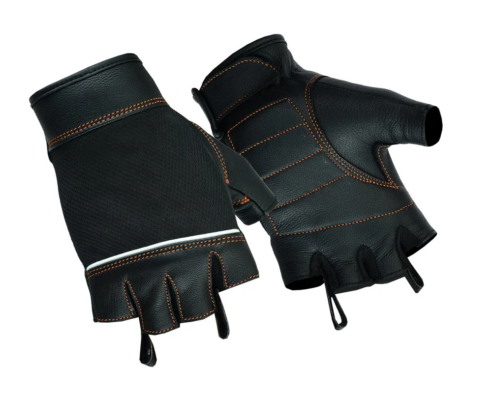 DS2429 Women's Fingerless Glove with Orange Stitching Details