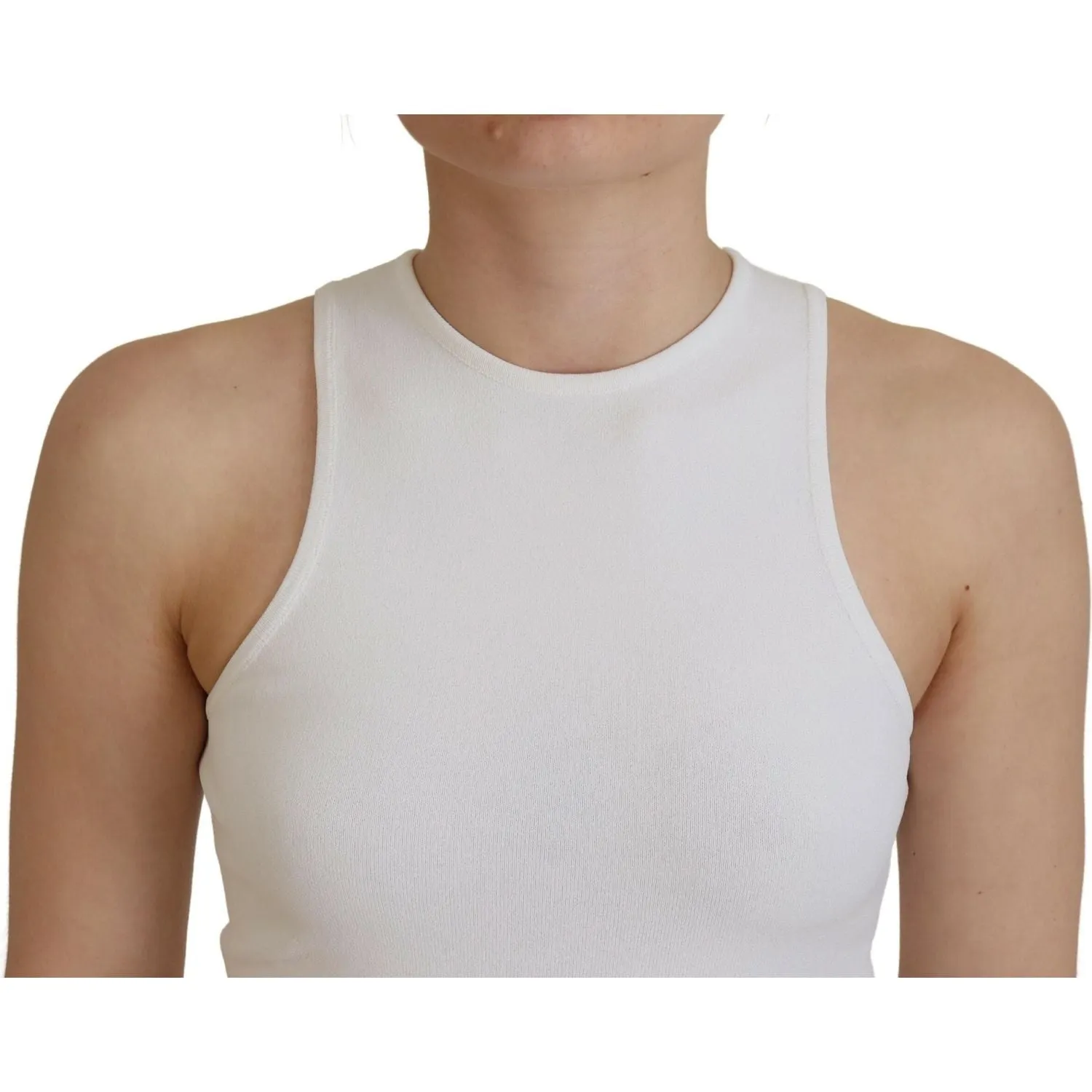 Dsquared² White Viscose Sleeveless Round Neck Tank T-shirt