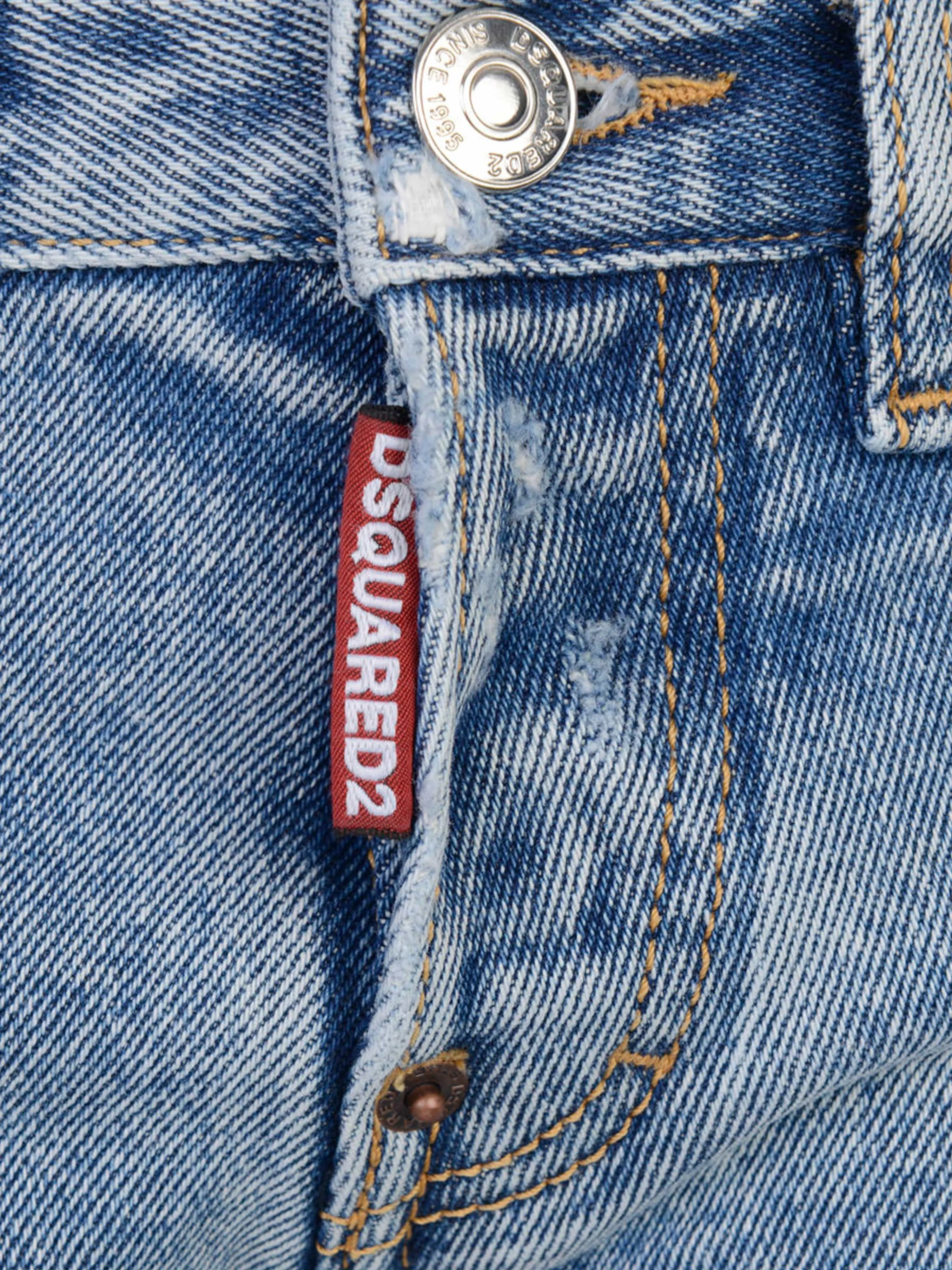 Dsquared2 Boys Jeans - Faded Distressed Denim Logo Jeans