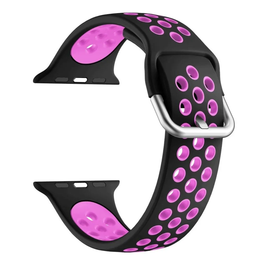 Dual color silicone watch band for Apple Watch Series 6 / 5 44mm - Black / Purple