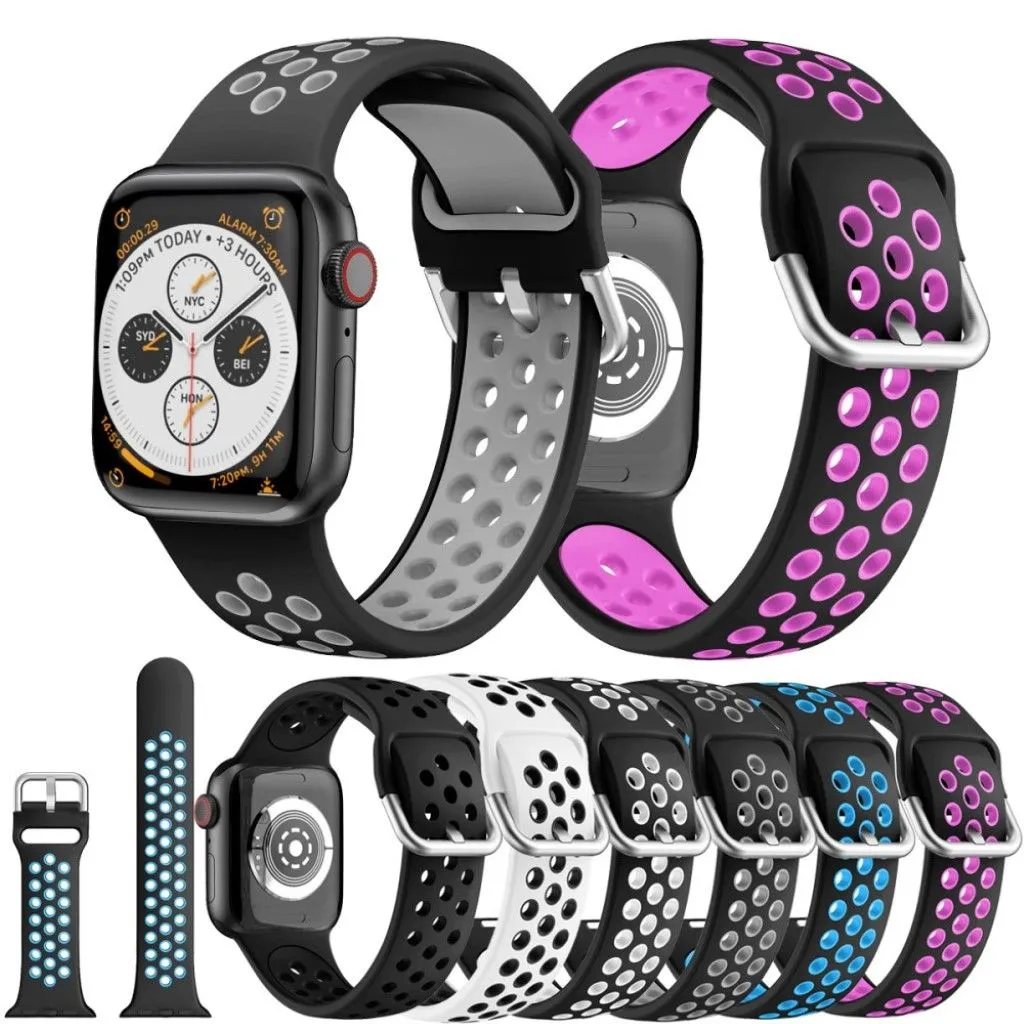 Dual color silicone watch band for Apple Watch Series 6 / 5 44mm - Black / Purple