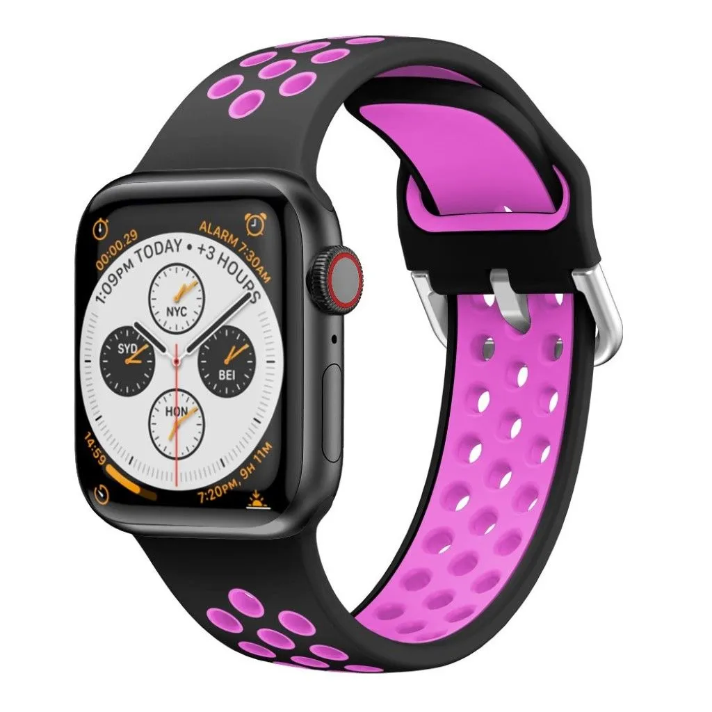 Dual color silicone watch band for Apple Watch Series 6 / 5 44mm - Black / Purple