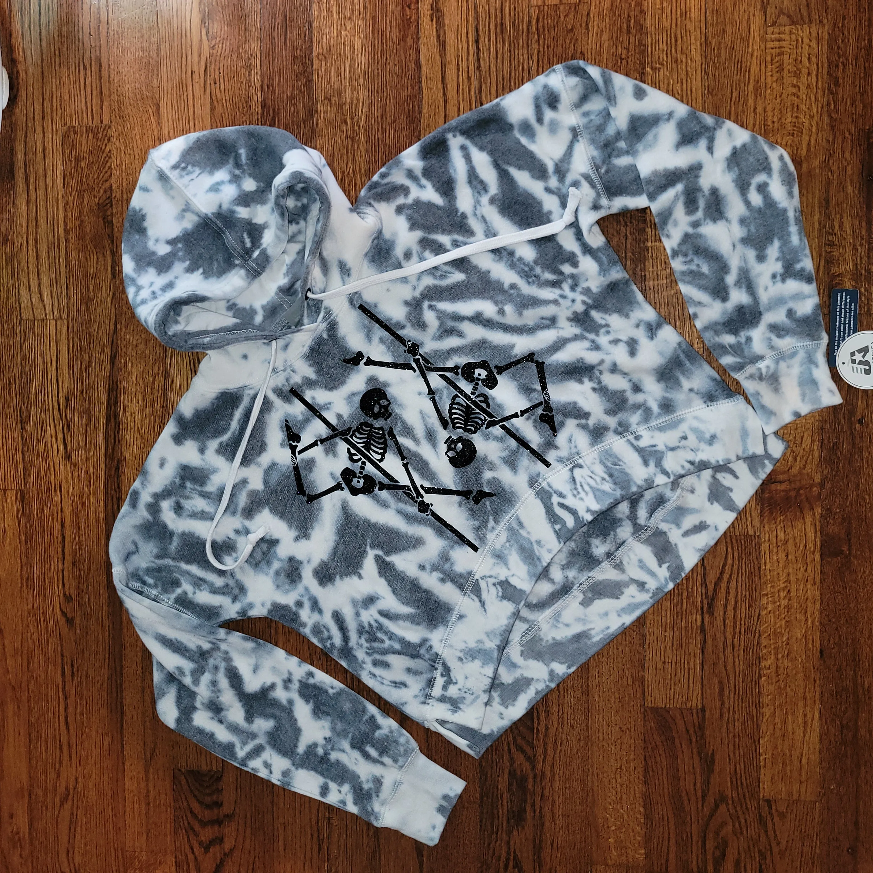 Dualing Skeletons Tie Dye Cropped Hoodie