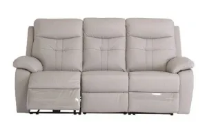 Dublin Leather Electric 3 Seater Recliner - Light Grey