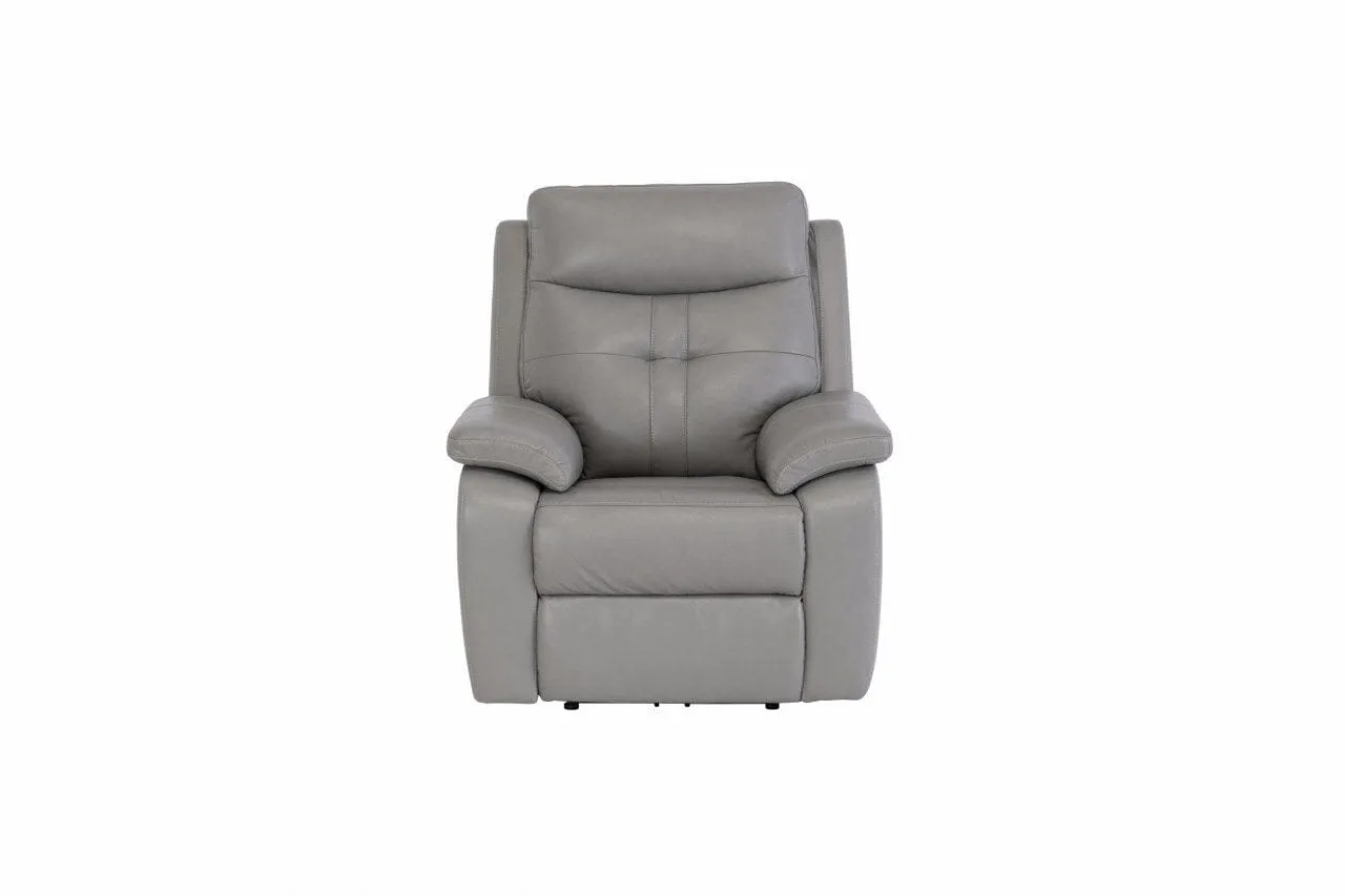 DUBLIN LEATHER ELECTRIC RECLINER - GREY