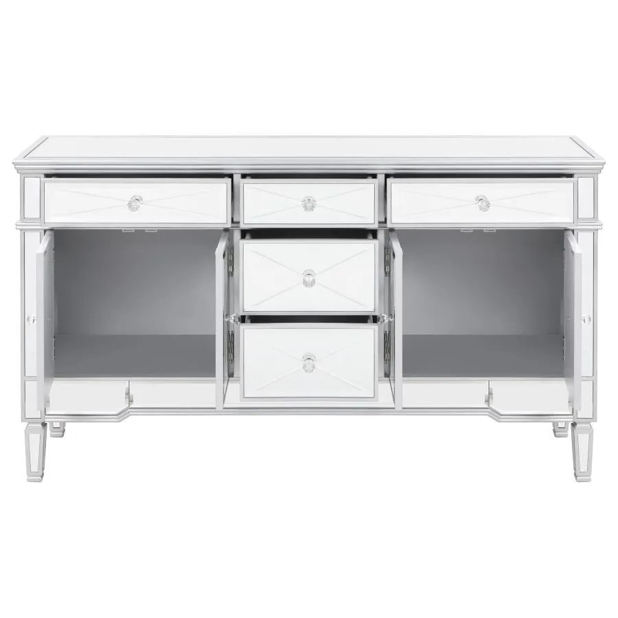 Duchess - 5-Drawer Mirrored Storage Accent Cabinet - Silver