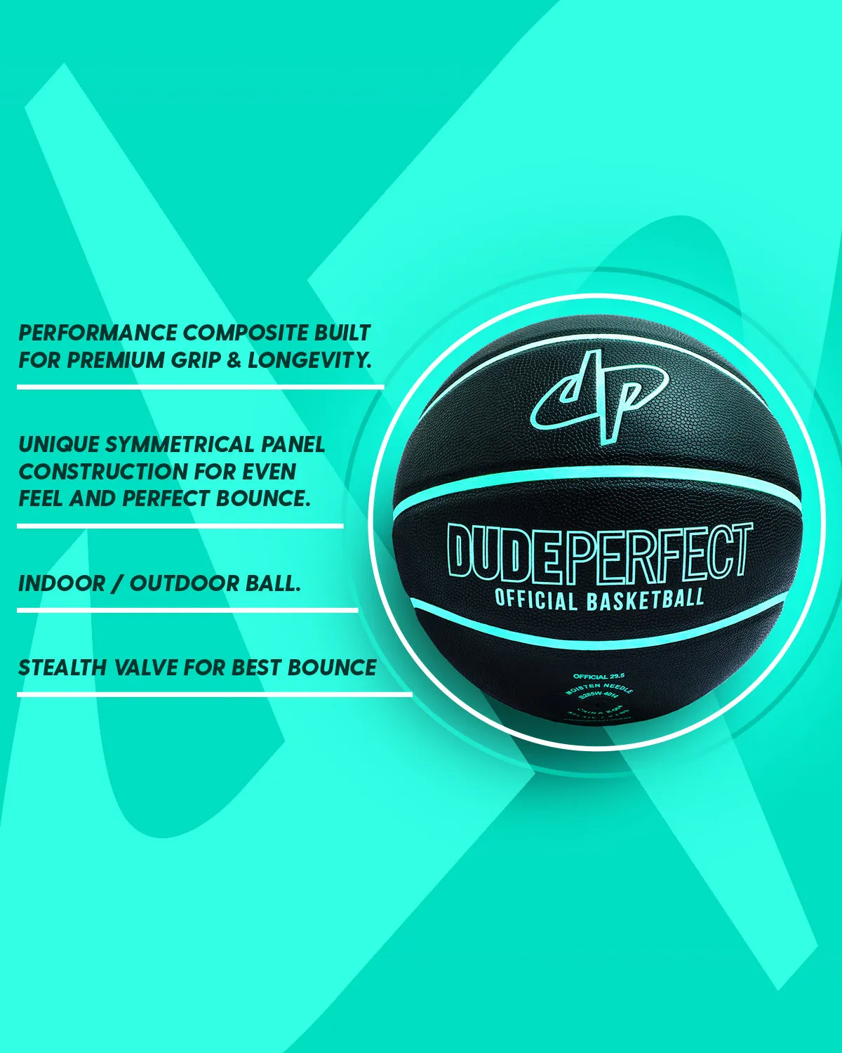 Dude Perfect Official Basketball (Black/Mint)